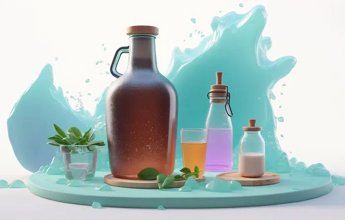 Cold Drinks Bottle 3D Cartoon Illustration image